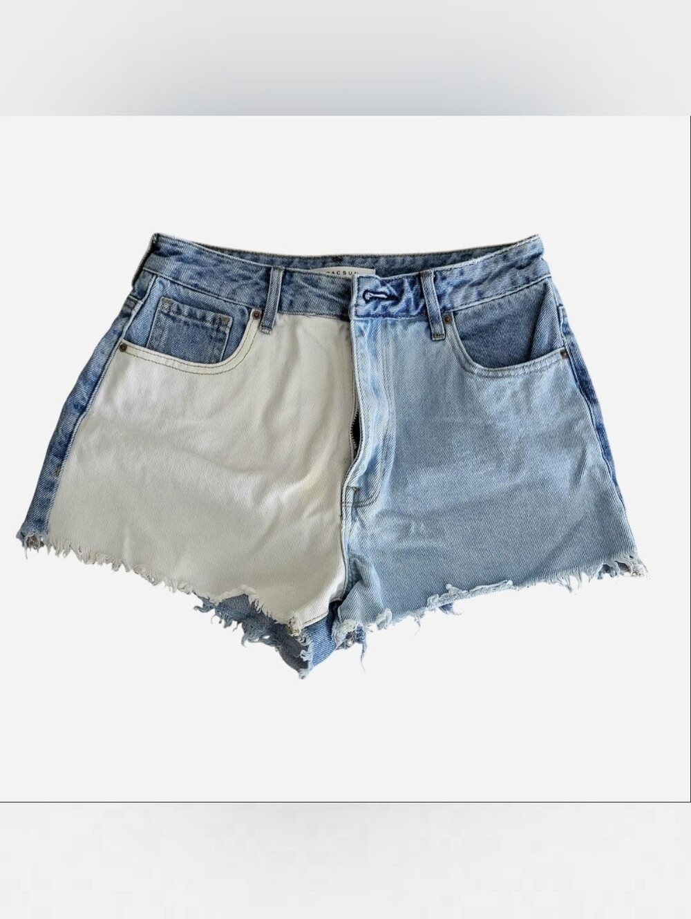 Two-Tone Light Blue and White Denim High-Rise Pacsun Shorts